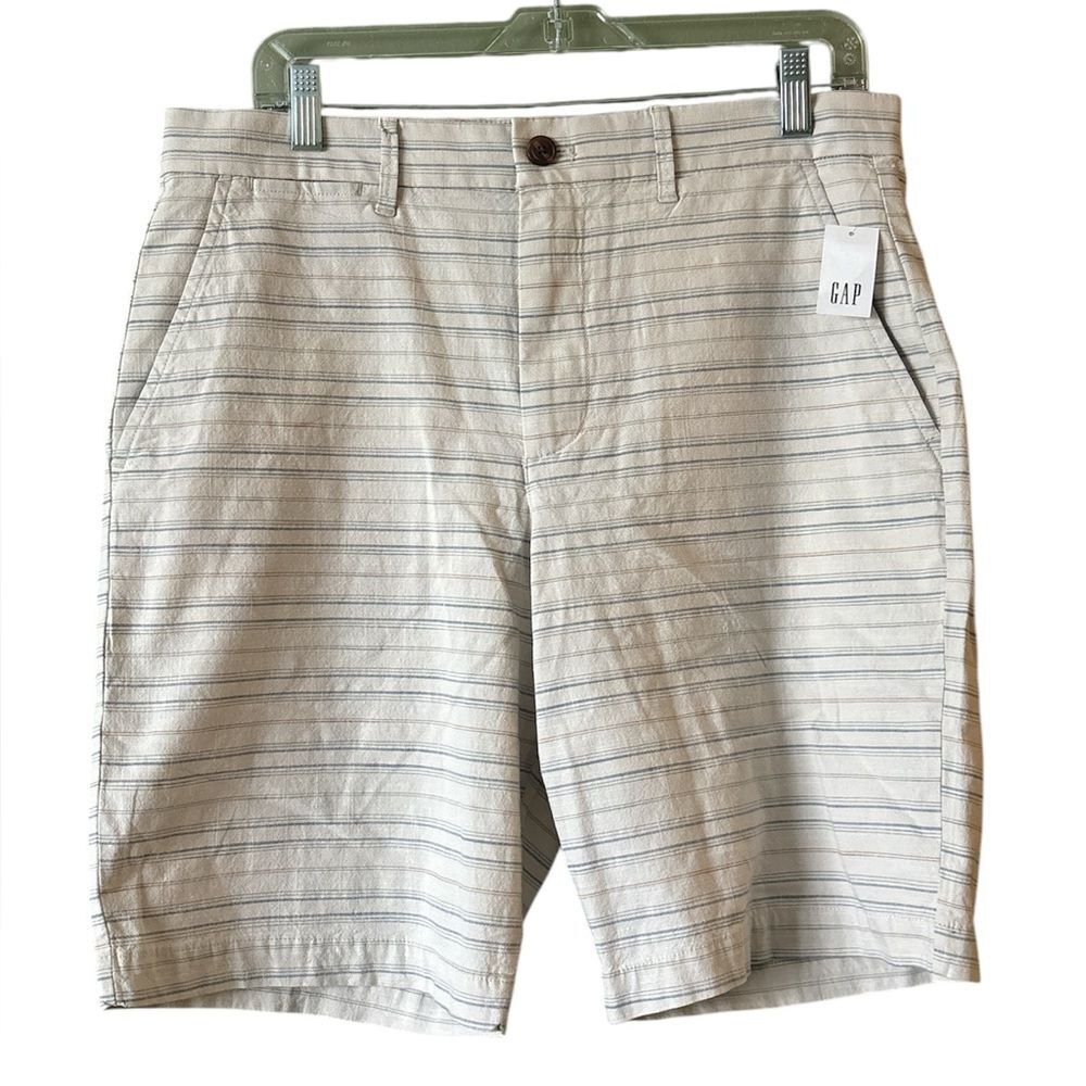 NWT GAP Ivory Striped Chino Shorts 10" Cotton Men's Sz 32